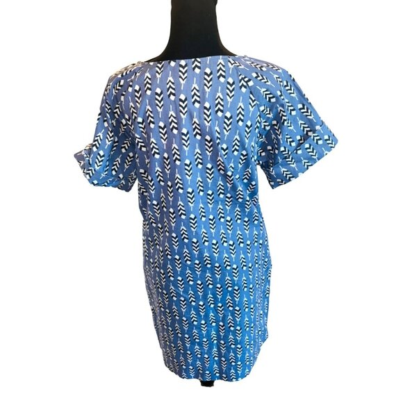 Uncle Frank Womens Cotton Arrow Print Shift Dress S Blue Casual Travel Artsy - Picture 2 of 11